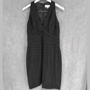 Badgley Mischka Bandage Shutter Pleat Silk Dress